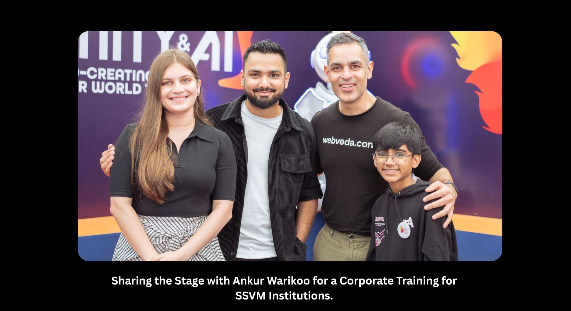 Rishi Jain with Ankur Warikoo at the SSVM AI leadership session.